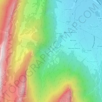 Mapa topográfico Saury, altitud, relieve