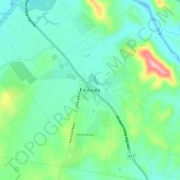 Mapa topográfico Fernvale, altitud, relieve