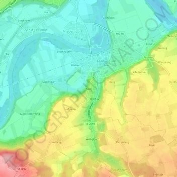 Mapa topográfico Haag, altitud, relieve