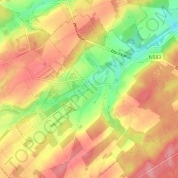 Mapa topográfico Flostoy, altitud, relieve