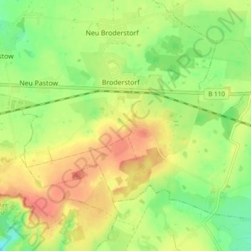 Mapa topográfico Ikendorf, altitud, relieve
