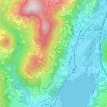 Mapa topográfico Cimo, altitud, relieve