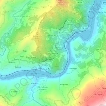 Mapa topográfico Vale Moreira, altitud, relieve