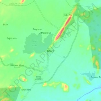 Mapa topográfico Jatara, altitud, relieve