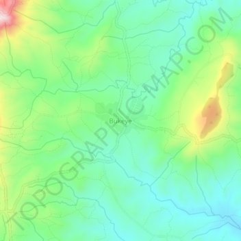 Mapa topográfico Bukeye, altitud, relieve