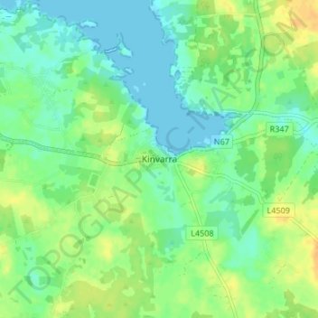 Mapa topográfico Kinvarra, altitud, relieve