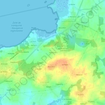 Mapa topográfico Kerfraval, altitud, relieve