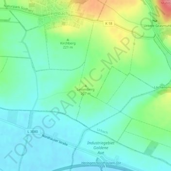 Mapa topográfico Linsenberg, altitud, relieve