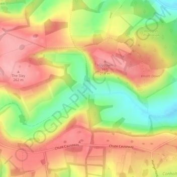 Mapa topográfico Hippenscombe, altitud, relieve
