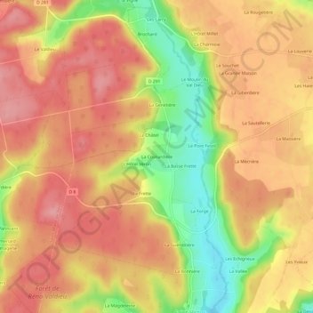Mapa topográfico La Cosnardière, altitud, relieve