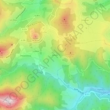 Mapa topográfico Molines, altitud, relieve