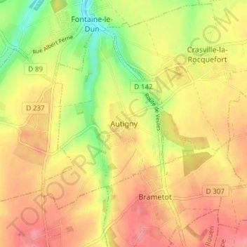 Mapa topográfico Autigny, altitud, relieve