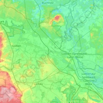 Mapa topográfico Bersteland, altitud, relieve