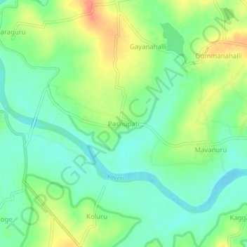 Mapa topográfico Pashupati, altitud, relieve