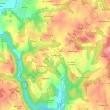 Mapa topográfico Mezomeur, altitud, relieve