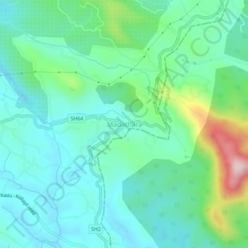 Mapa topográfico Madathara, altitud, relieve