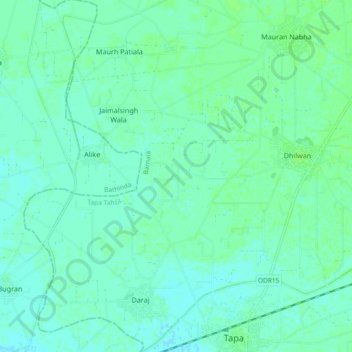 Mapa topográfico Badian, altitud, relieve