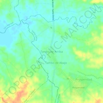 Mapa topográfico Tambo de Arriba, altitud, relieve