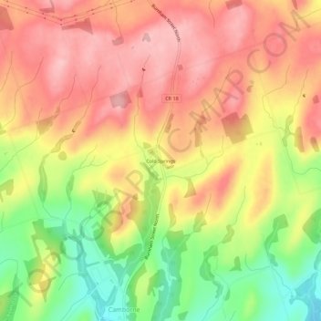 Mapa topográfico Cold Springs, altitud, relieve