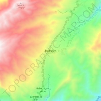 Mapa topográfico Balbalan, altitud, relieve