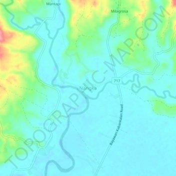 Mapa topográfico Nangka, altitud, relieve