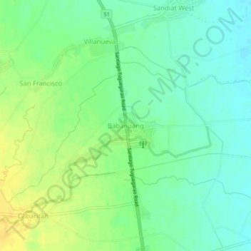 Mapa topográfico Babanuang, altitud, relieve