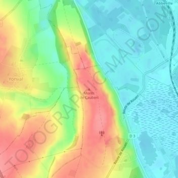 Mapa topográfico Monts de Caubert, altitud, relieve