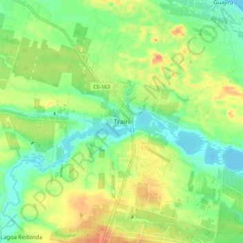 Mapa topográfico Trairi, altitud, relieve