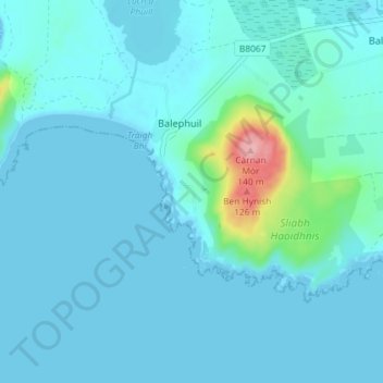 Mapa topográfico West Hynish, altitud, relieve