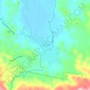 Mapa topográfico El Limón, altitud, relieve