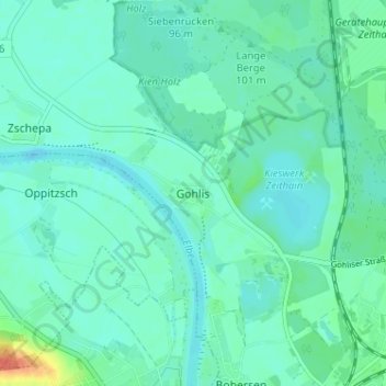 Mapa topográfico Gohlis, altitud, relieve