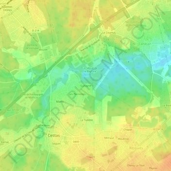 Mapa topográfico Guitayne, altitud, relieve