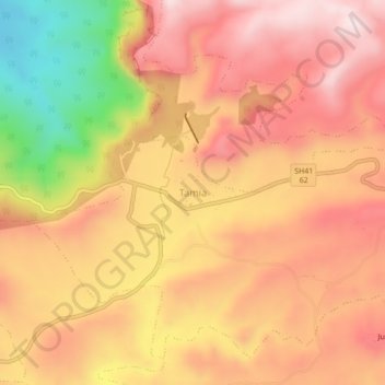 Mapa topográfico Tamia, altitud, relieve