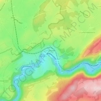 Mapa topográfico La Colombière, altitud, relieve