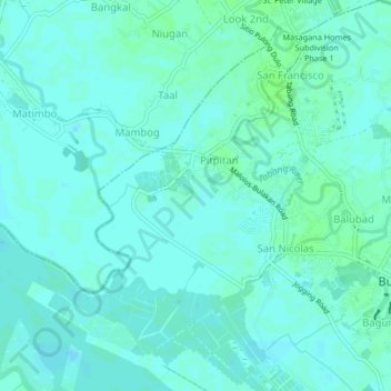 Mapa topográfico Pitpitan, altitud, relieve