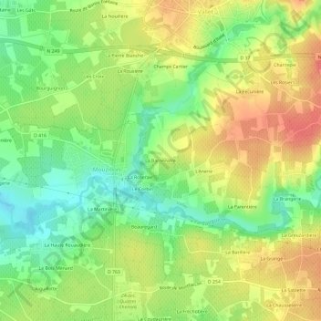 Mapa topográfico La Baronnière, altitud, relieve