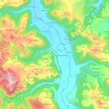 Mapa topográfico Le Coudert, altitud, relieve
