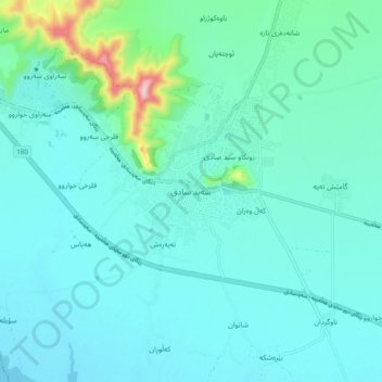 Mapa topográfico Said Sadiq, altitud, relieve