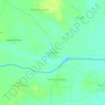 Mapa topográfico Hathiyana, altitud, relieve