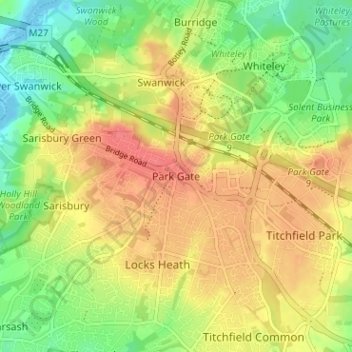 Mapa topográfico Park Gate, altitud, relieve