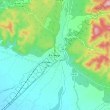 Mapa topográfico Rāmnagar, altitud, relieve