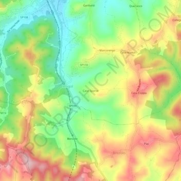 Mapa topográfico Case Sparse, altitud, relieve