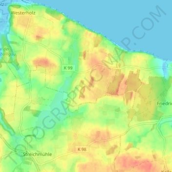Mapa topográfico Kiekut, altitud, relieve