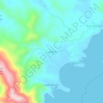 Mapa topográfico Cagraray, altitud, relieve