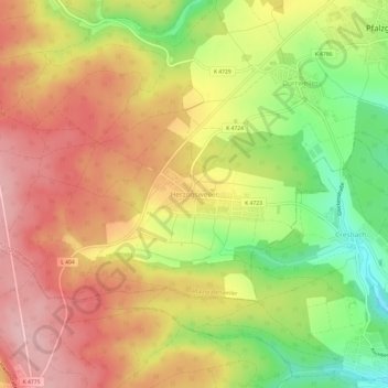 Mapa topográfico Herzogsweiler, altitud, relieve