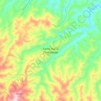 Mapa topográfico Santa María Chiquimula, altitud, relieve