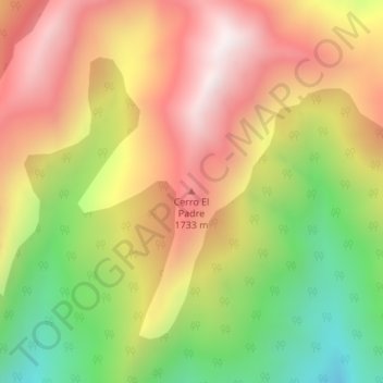 Mapa topográfico Cerro El Padre, altitud, relieve
