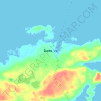Mapa topográfico Burnside, altitud, relieve