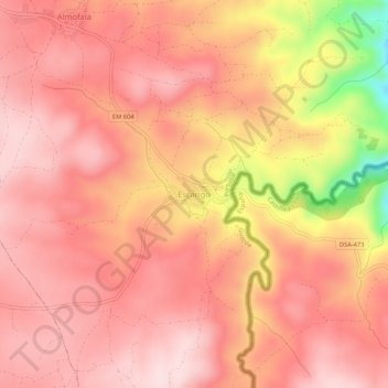 Mapa topográfico Escarigo, altitud, relieve