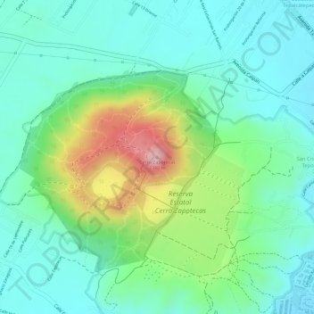 Mapa topográfico Cerro Zapotecas, altitud, relieve